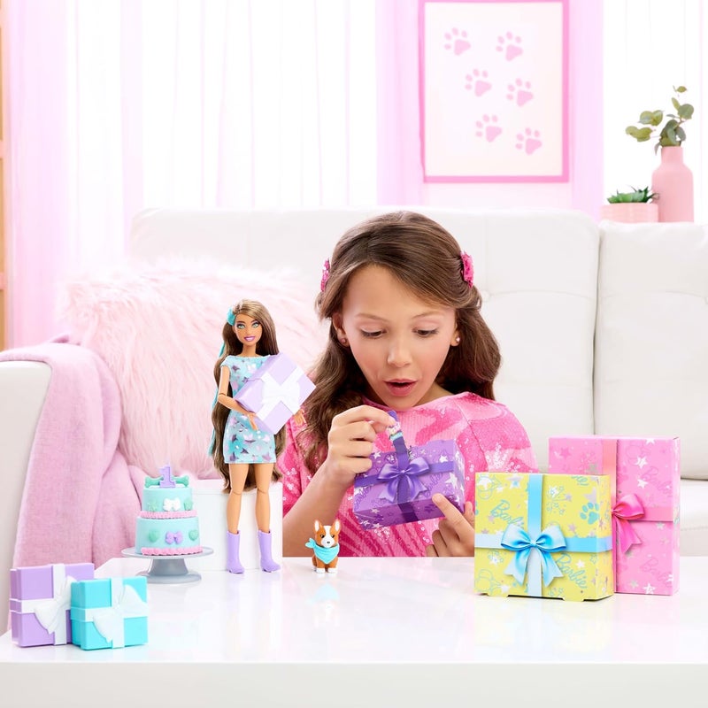Barbie Party Unboxed Doll & Accessories, Pet Birthday Series Party Stars Set with 10 Surprises Including Color Change & Cake-Decorating Activity - Image 2